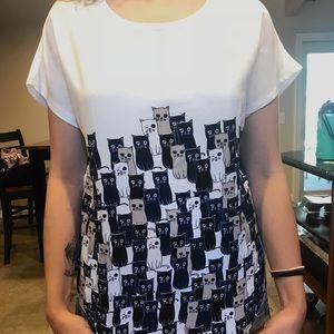 Cartoon Cat Print Shirt